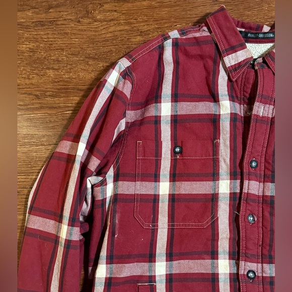 Red Plaid Vintage Men’s Harley Davidson Flannel Shirt Jacket Size XL - Picture 7 of 12